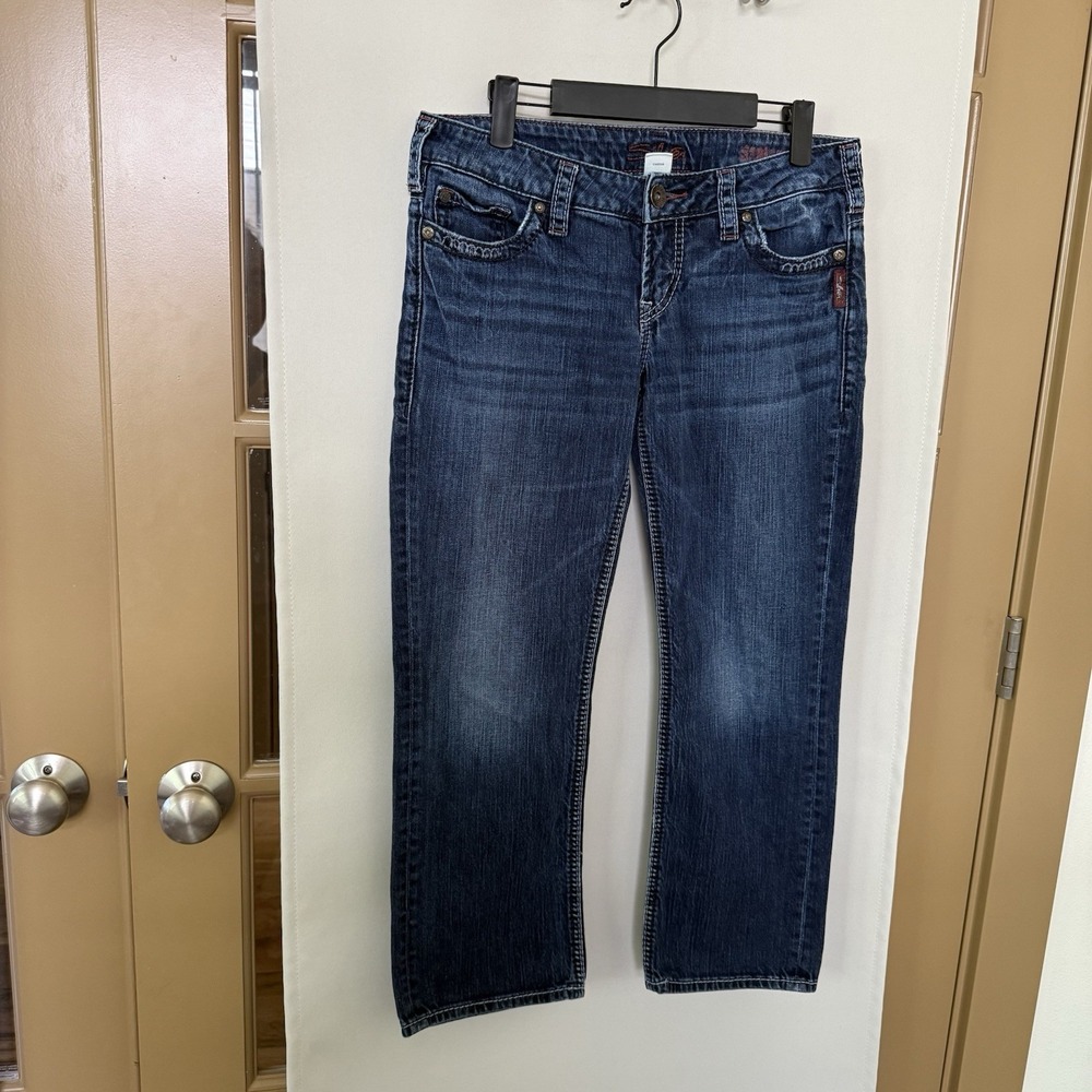 Silver Jeans Womens 29 Blue Medium Wash Low‎ Rise Santorini Crop Denim Jeans